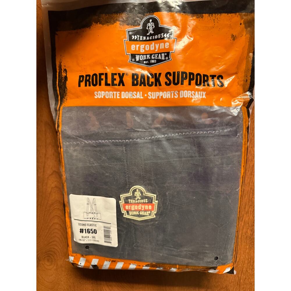 2 Pack Ergodyne Work Gear Proflex Back Supports #1650 Econo Black 3XL NEW PPE